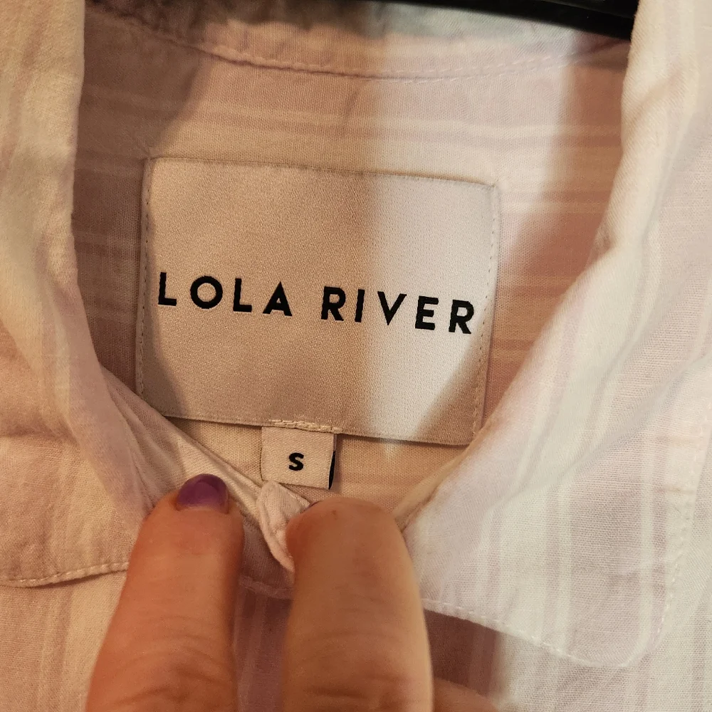 Lola River Striped Short Sleeve‎ Button-Up Shirt with Front Tie, Size S